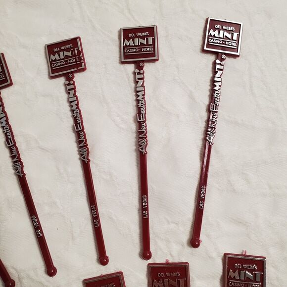 Vintage Las Vegas Mint Cocktail Swizzle Stir Sticks Set 10 Plastic Del Webb New - Picture 8 of 9